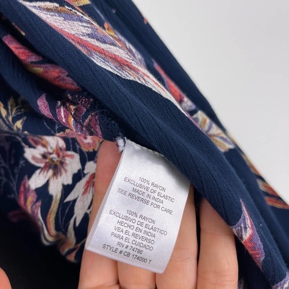 Patrons of Peace Floral Cardigan Boho Artsy Blue Long Sleeve Shawl Womens Medium - Picture 7 of 11